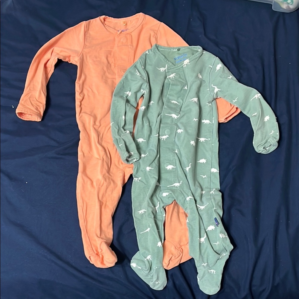 Magnetic Me Orange and Green Footies Soft Stretchy One Pieces